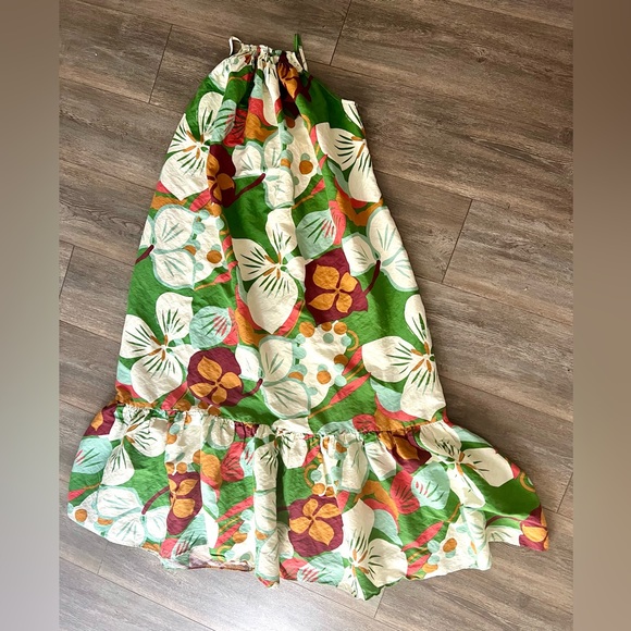 Ted Baker Green Dulina Strappy Linen Maxi Dress With Pleat Detail - Picture 7 of 7